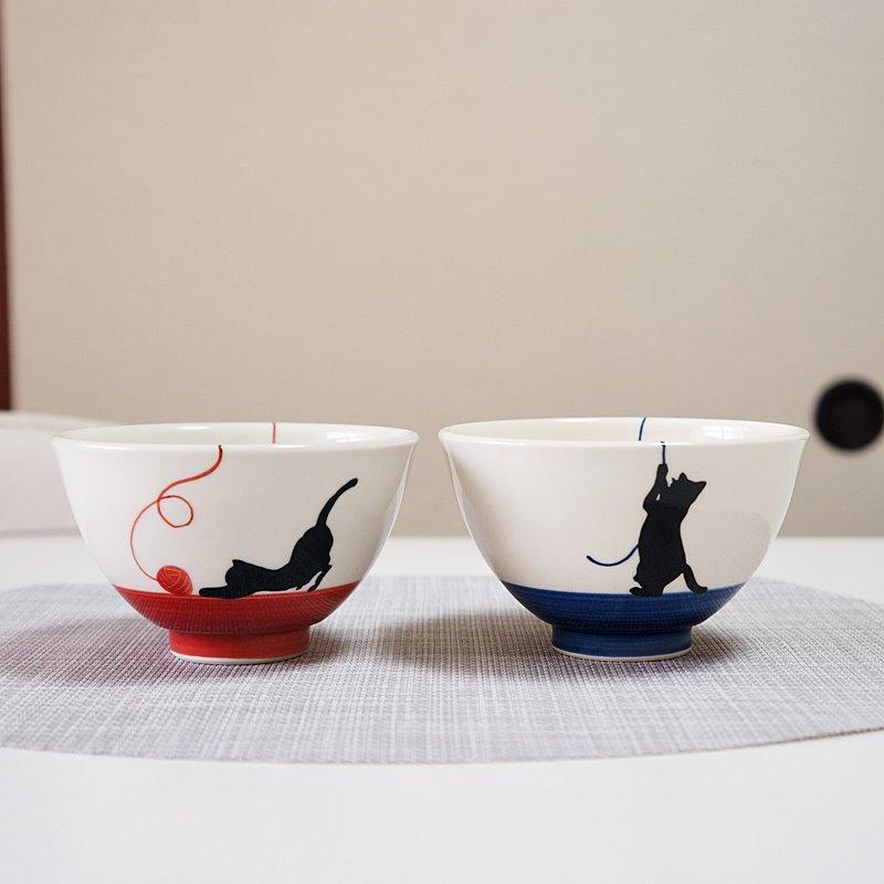 新品未使用品 波佐見焼 茶碗 ペア茶碗 ネコ ごはん茶碗 夫婦茶碗 猫 