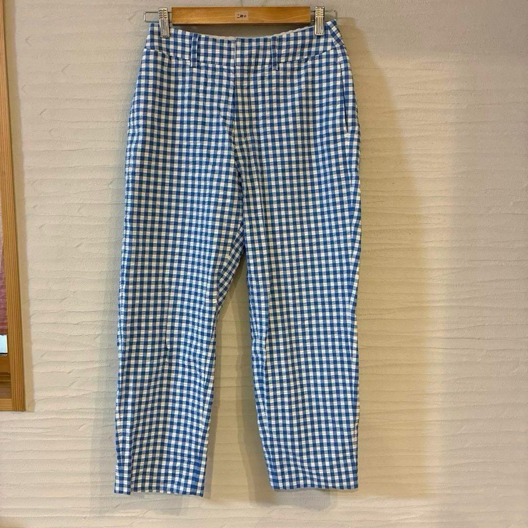 ビームスボーイ★ストレッチサッカーギンガムスラックス　ブルー　p2503