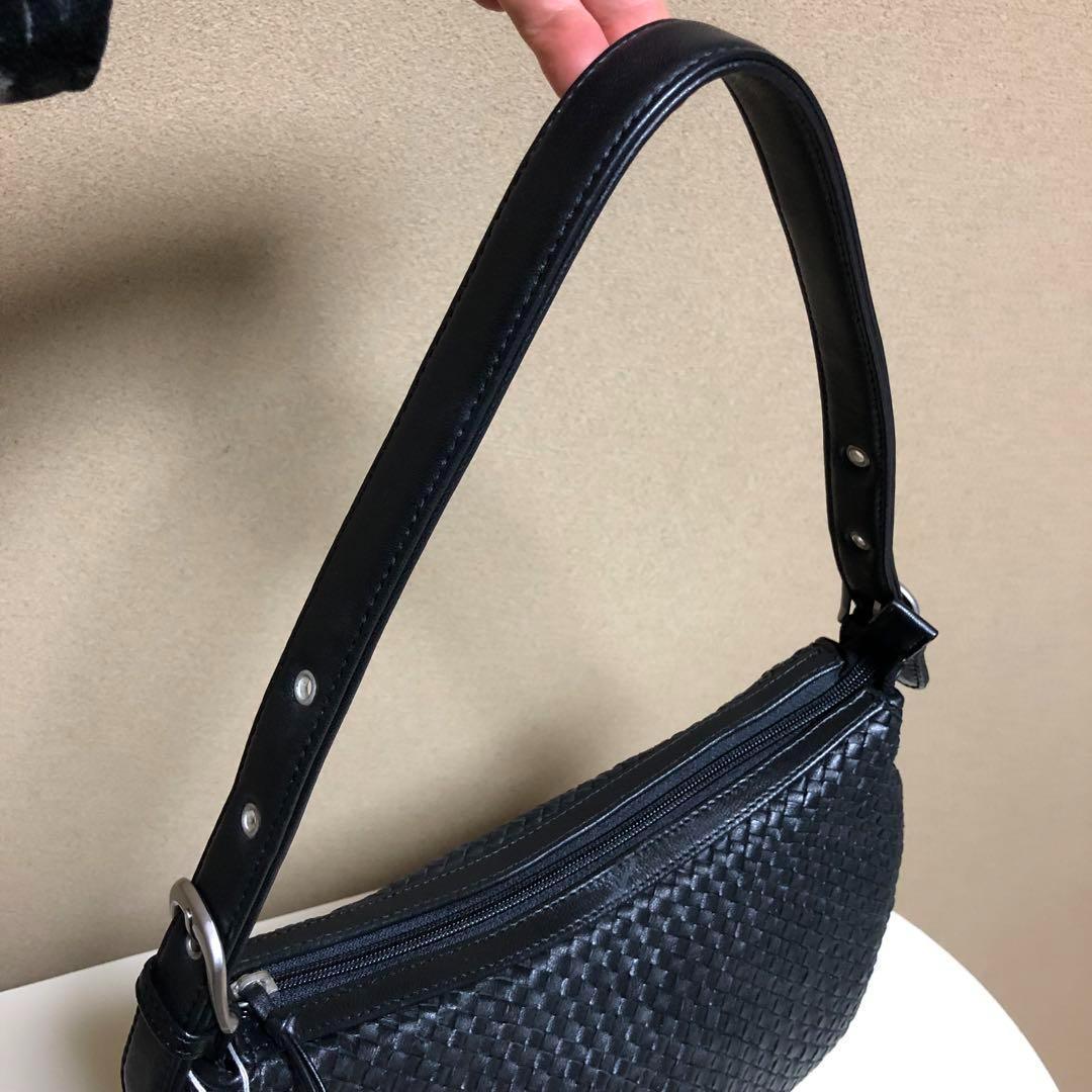 美品 PRIDONNA 牛革 ハンドバッグ 本革 ブラック メッシュ
