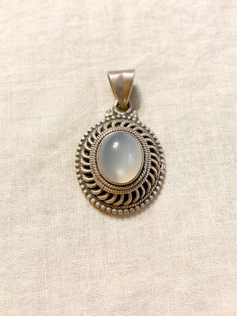 ヴィンテージ シルバー 925 ペンダント トップ ムーンストーン