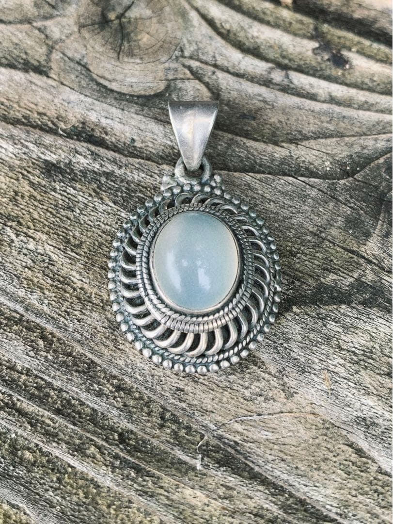 ヴィンテージ シルバー 925 ペンダント トップ ムーンストーン