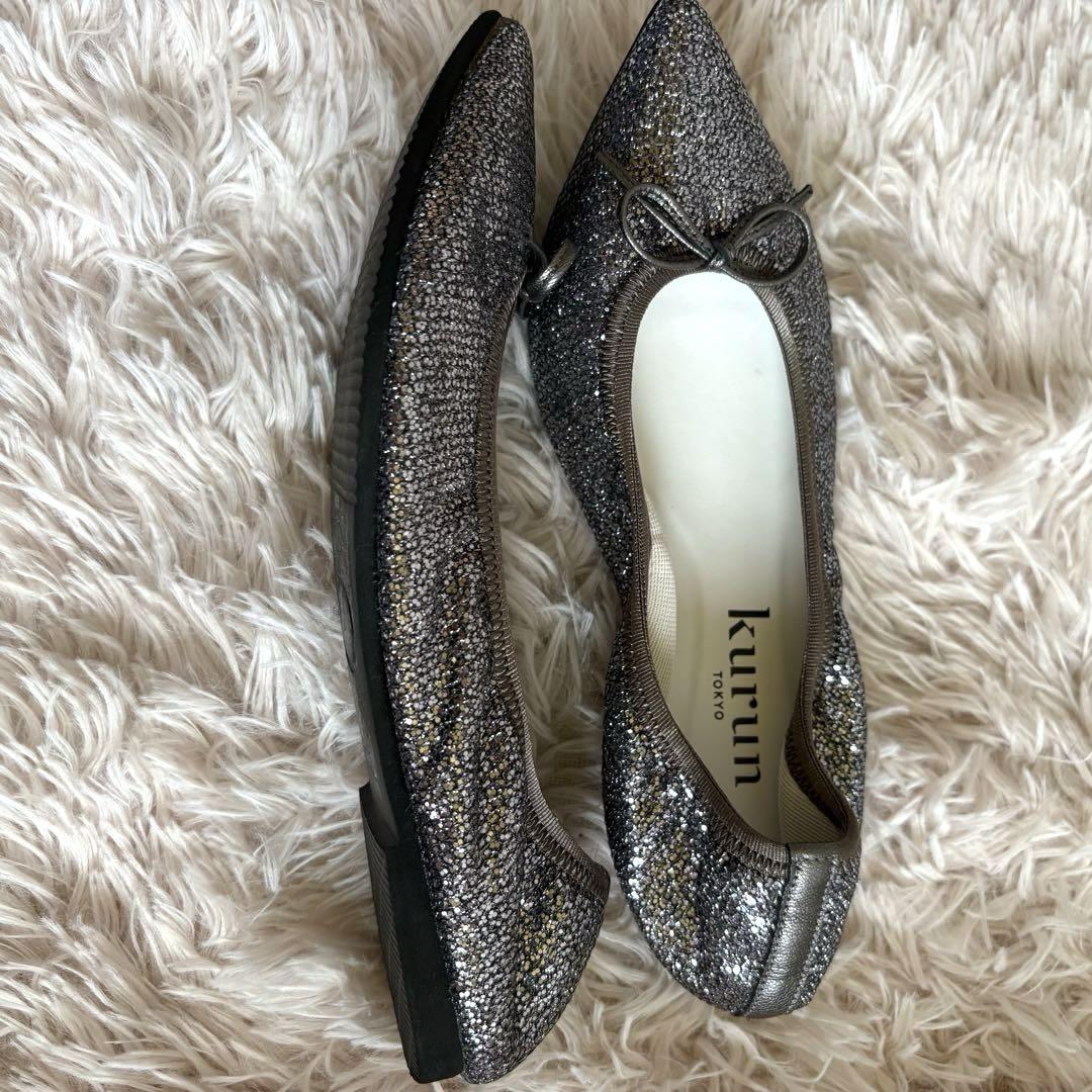 【人気】kurun クルン バレエシューズ フラット ラメ グリッター 日本製
