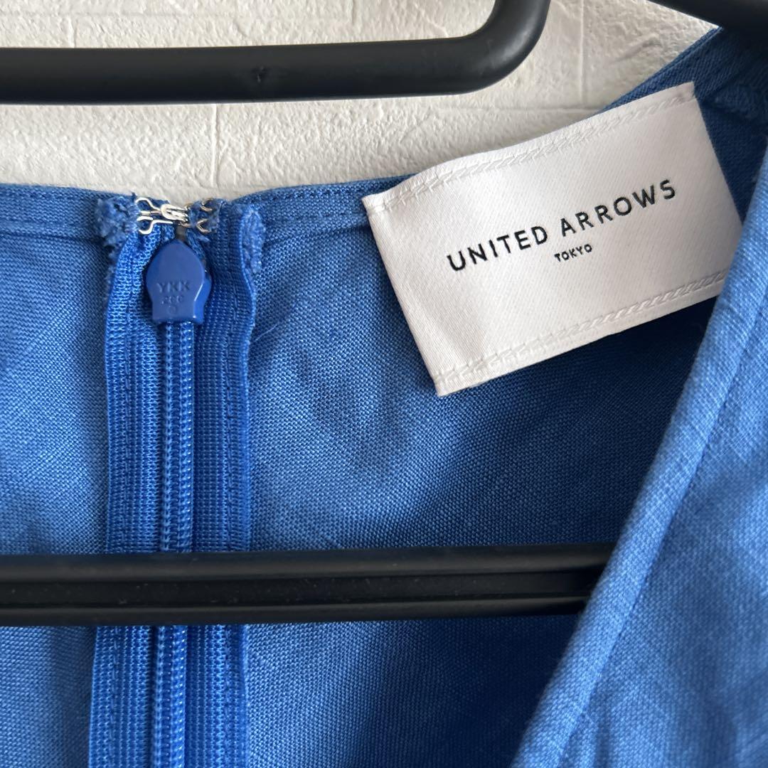 UNITED ARROWS ノースリーブロングワンピース ブルー - メルカリ
