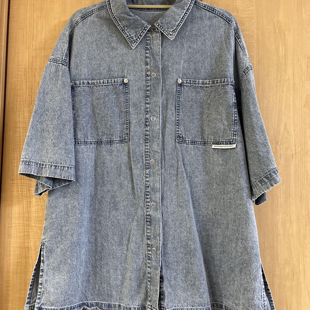 楽天市場】【SALE／25%OFF】BIGデニム5分袖シャツチュニック