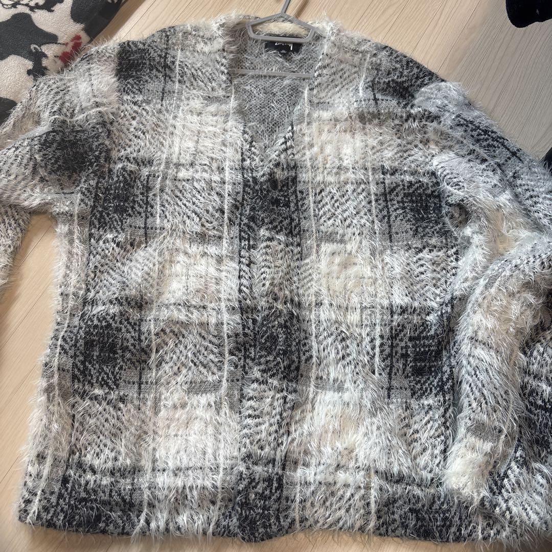 トップス stussy shaggy knit cardigan