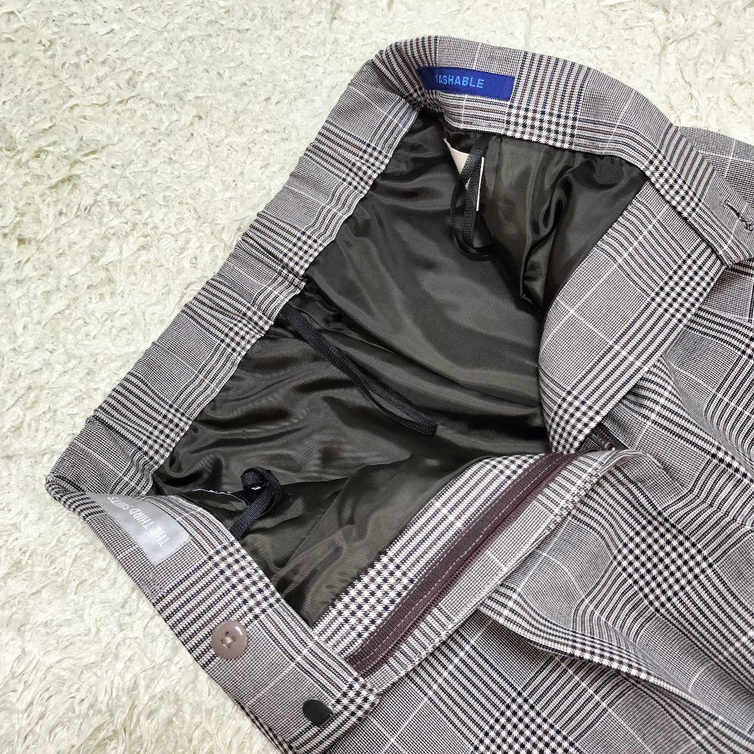 【美品】オリヒカライム ダブルジャケット ストレッチスーツ チェック 千鳥柄