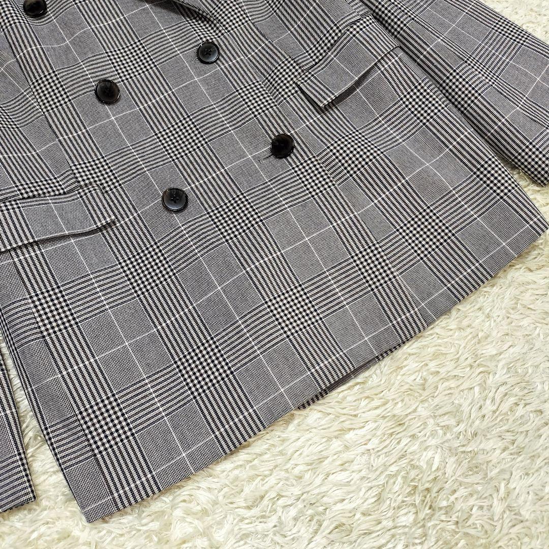 【美品】オリヒカライム ダブルジャケット ストレッチスーツ チェック 千鳥柄