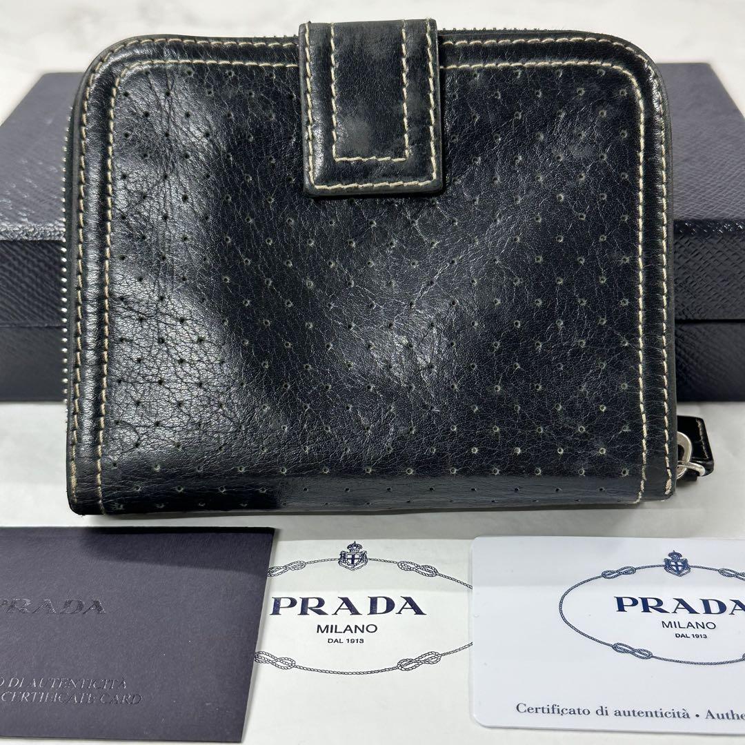 PRADA★新作★三角ロゴ★大人気★プラダ★絶対欲しい財布 2024春大特価セール！ プラダ 【美品】PRADA 三つ折り財布 黒