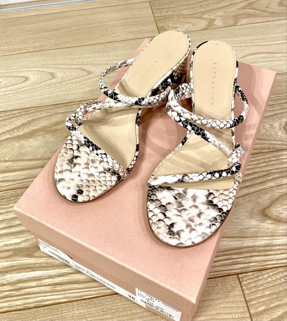 ESTNATION✨️ヘビ柄 クロスストラップサンダル 中ヒール✨️36(23cm)