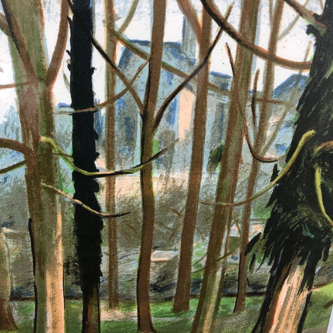 全国総量無料で 荻須高徳 「クレピーの木立」 リトグラフ 額縁付絵画