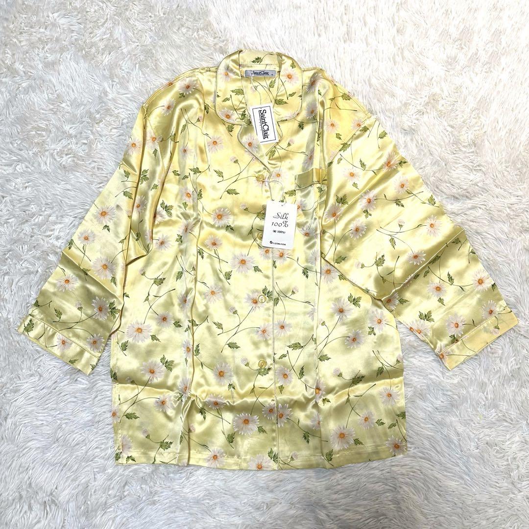 新品タグ付 サンクレール Saint Clair シルク100% 長袖パジャマ 新品タグ付 サンクレール Saint Clair シルク100% 長袖パジャマ
