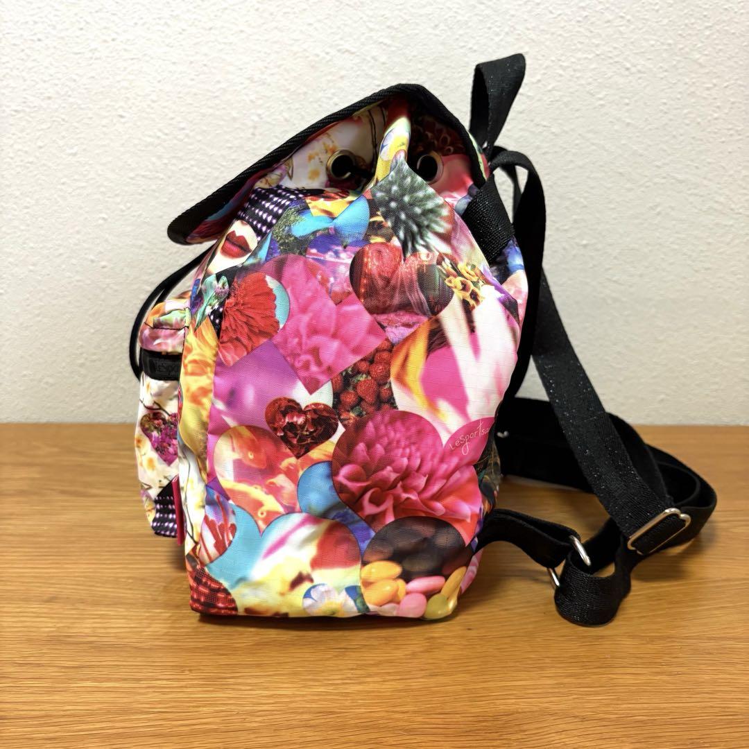 【美品】 レスポートサック NINADIGI コラボ リュックパックバッグ 花柄 美品】 レスポートサック NINADIGI コラボ リュックパックバッグ