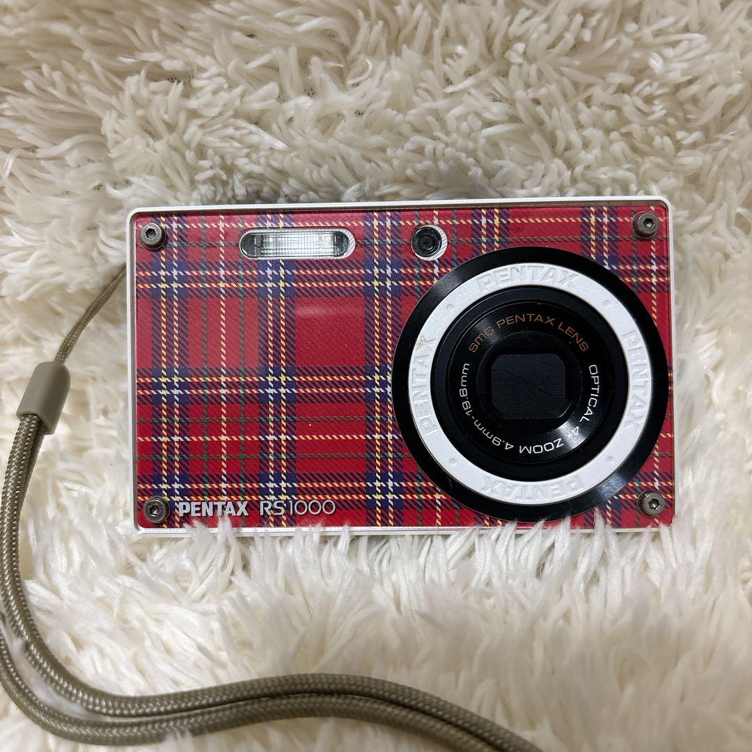 希少 動作確認　PENTAX Optio RS1000 タータンチェック レッド 希少 動作確認 PENTAX Optio RS1000 タータンチェック レッド