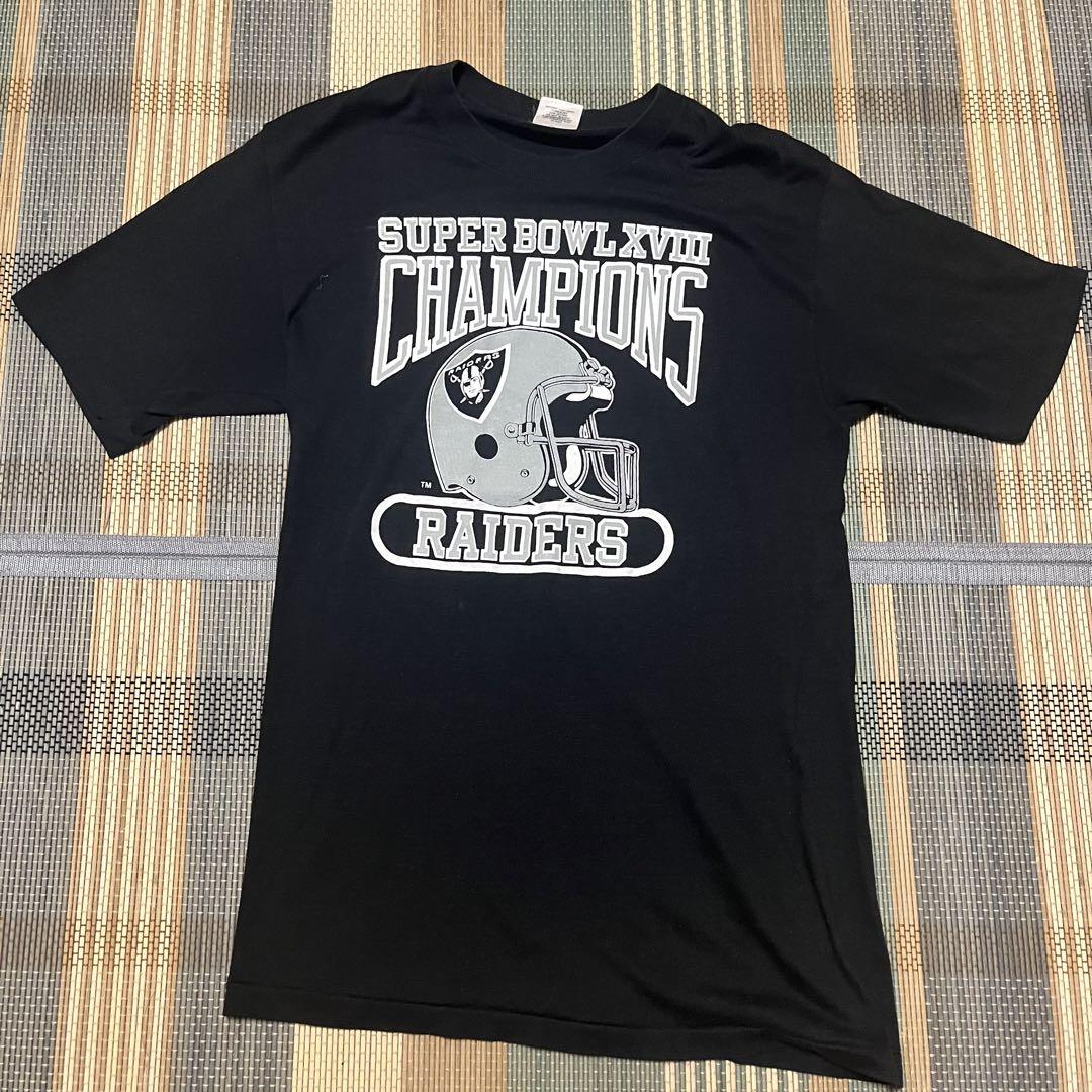 90s USA製　RAIDERS Tシャツ　ローライダー　チカーノ　レイダース 90s USA製 NFL RAIDERS レイダース 半袖Tシャツ | 黒 L - 札幌