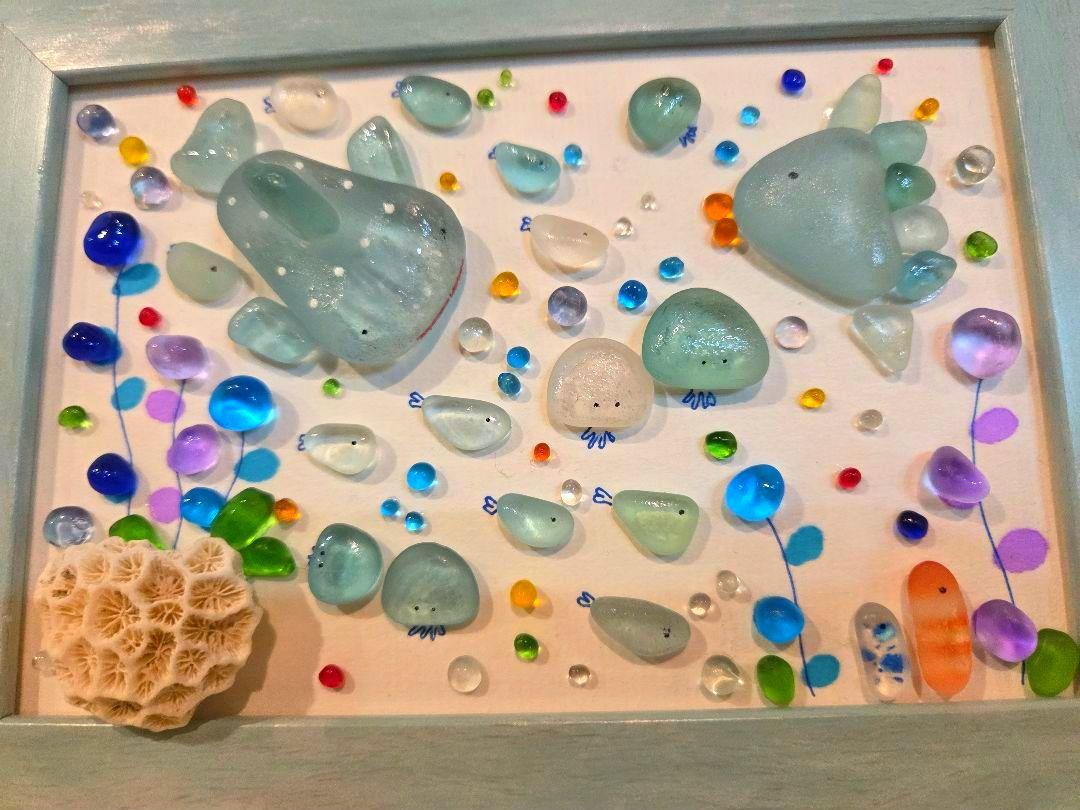 海の仲間達2♡シーグラスアート♡オーシャンアート♡ヒーリング