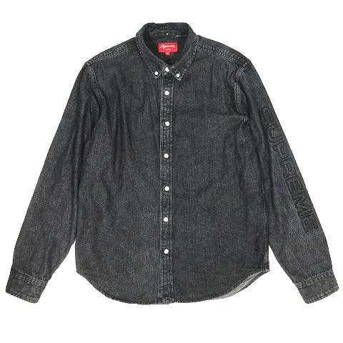 SUPREME 18SS Denim Shirt 袖ロゴデニムシャツ ブラック