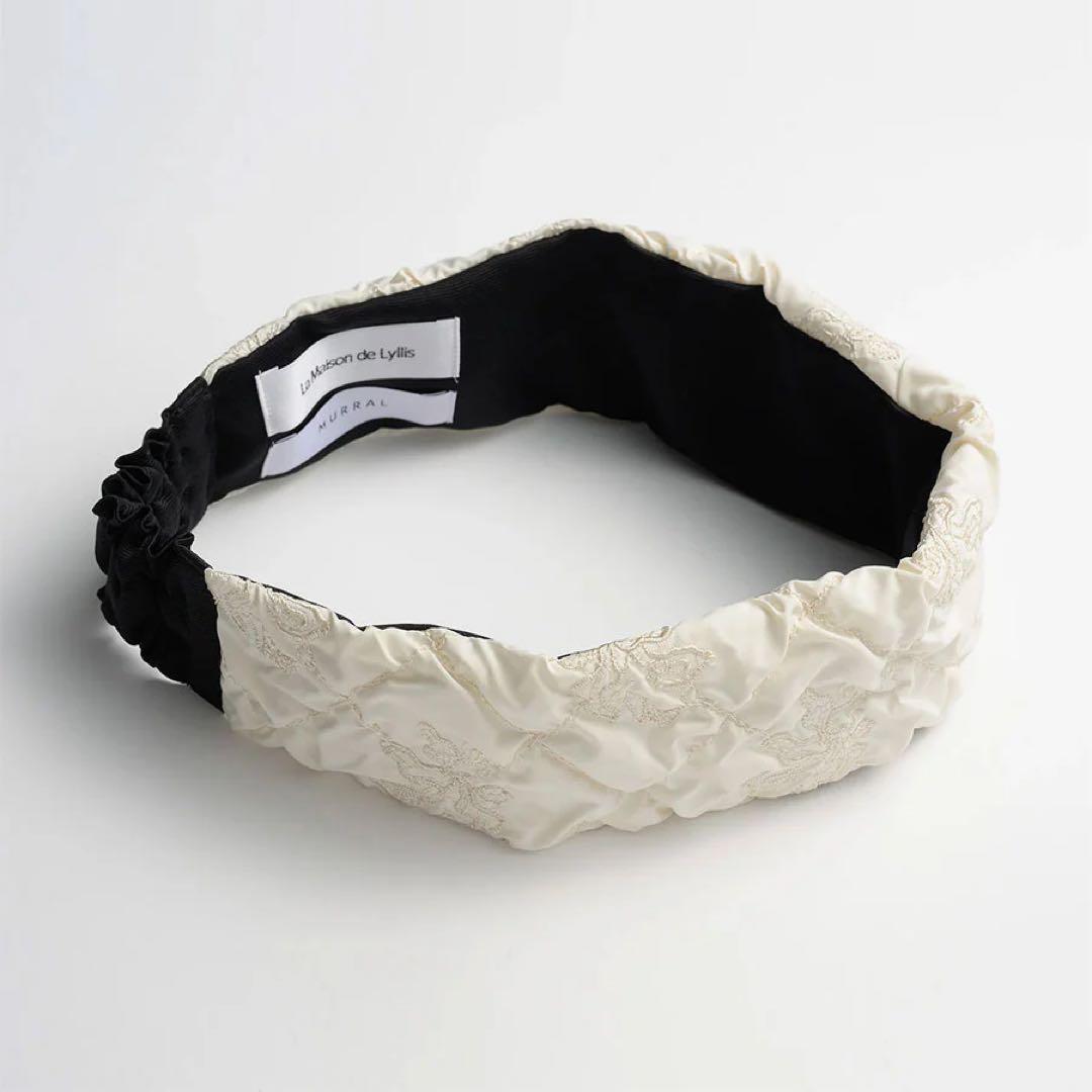 ヘアアクセサリー Dahlia shrinking embroidery headband