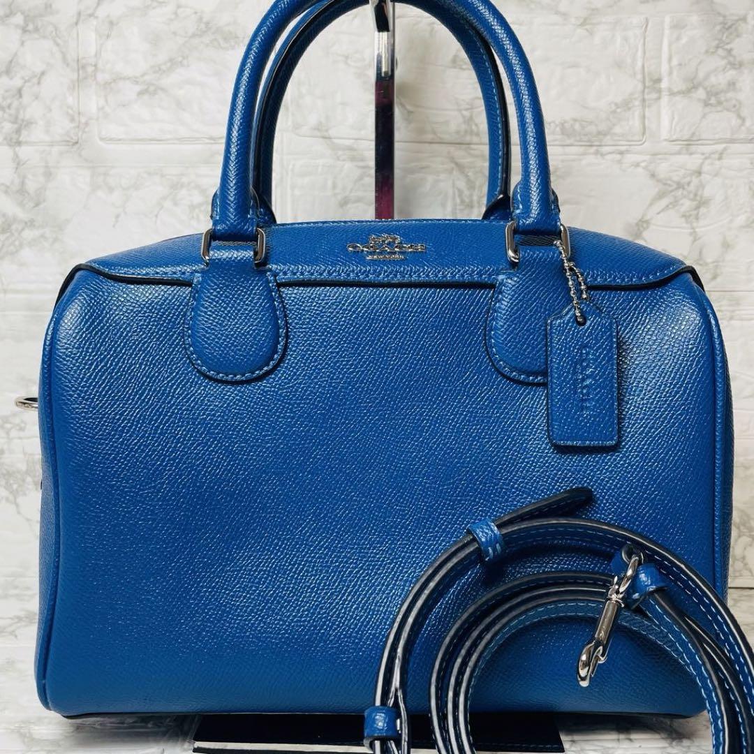 ★ COACH コーチ　ミニボストン　ブルー　レザー　F32202  2way