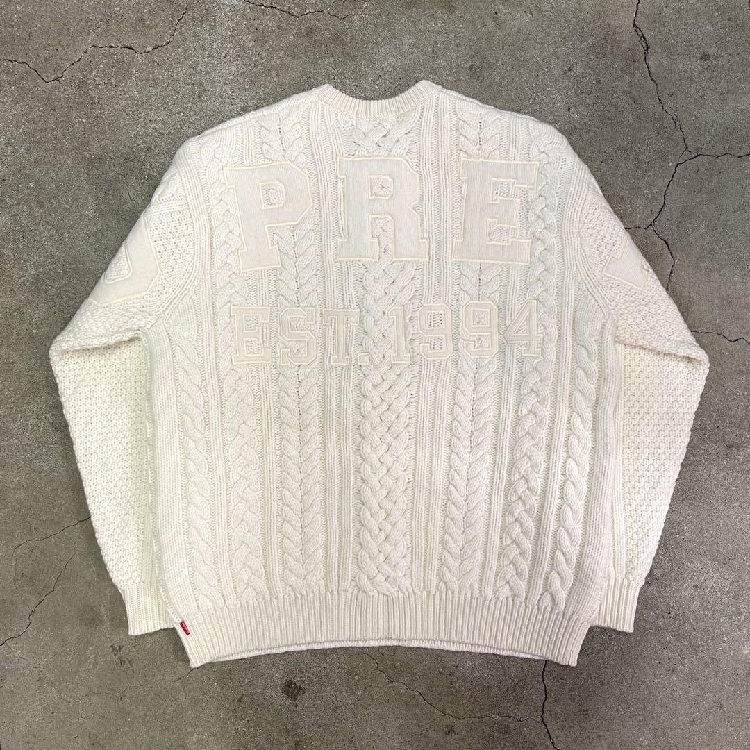 トップス Supreme Applique Cable Knit Sweater L