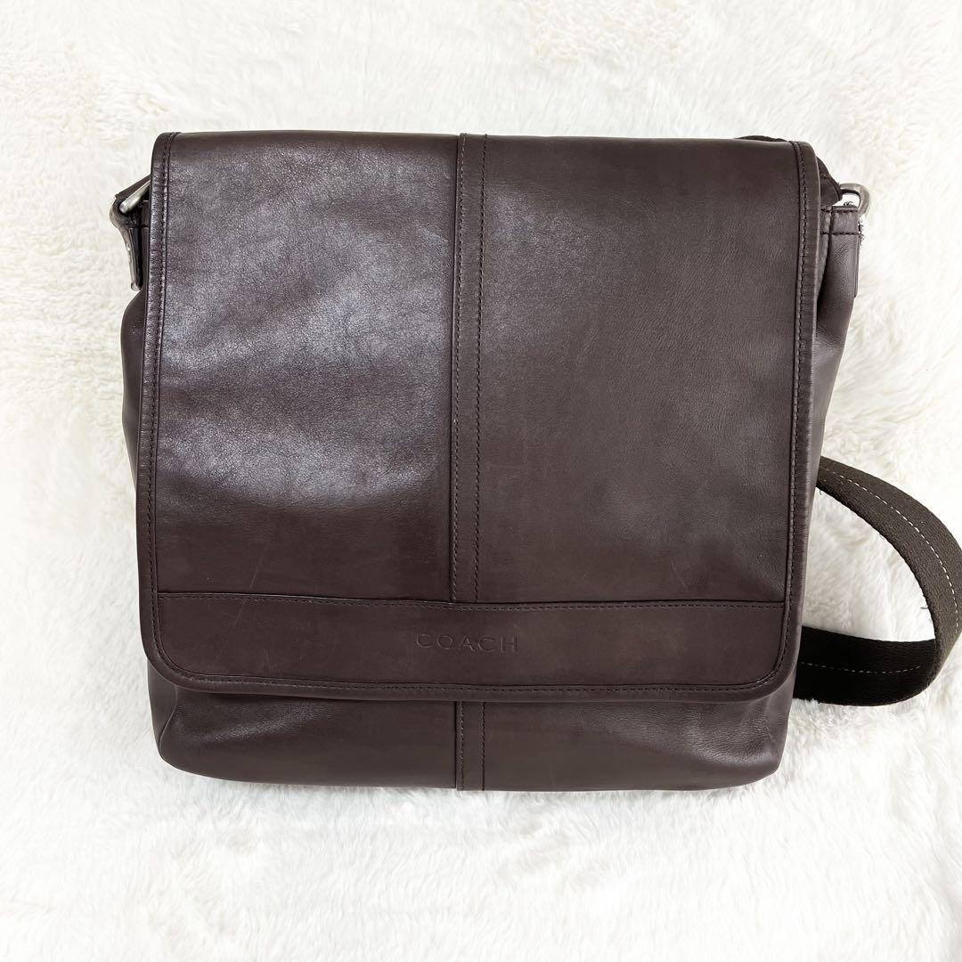 ✨良品✨COACH コーチ メッセンジャーバッグ ダークラウン 斜め掛け COACH コーチ✨️メッセンジャー ショルダー レザー 斜め掛け