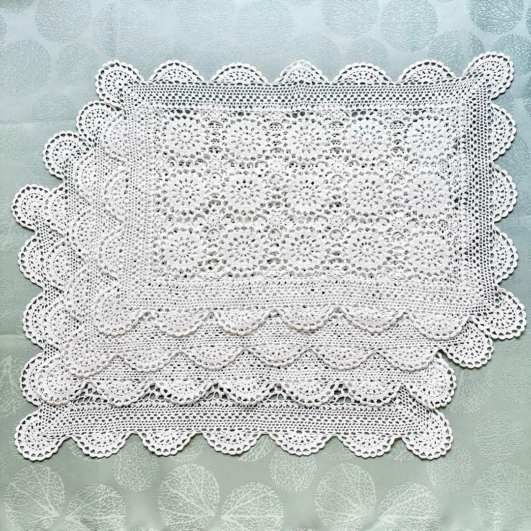 ビンテージ　クロシェ　ティーマット　プレースマット　4枚