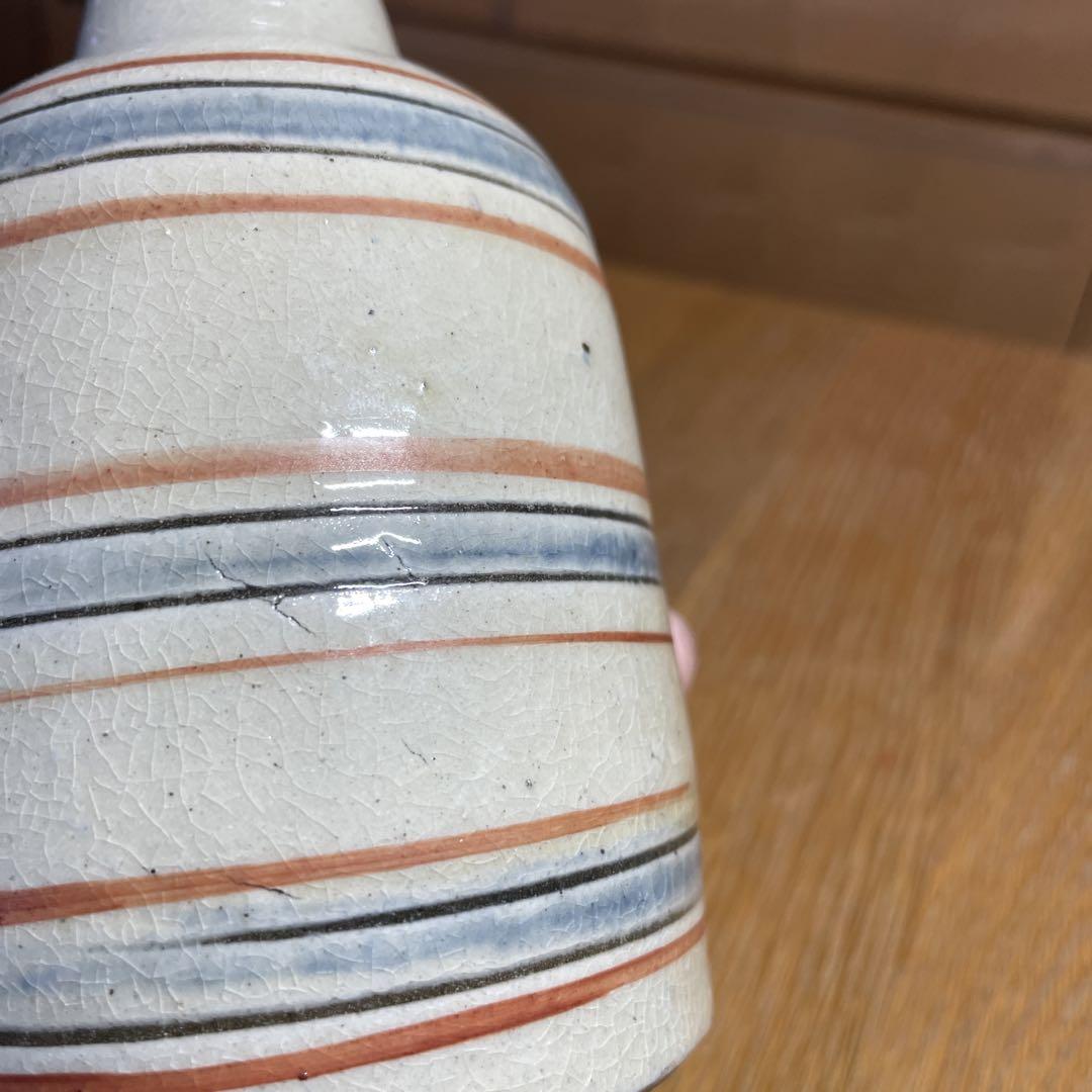 琉球　壺屋焼　輪線徳利一対　箱なし