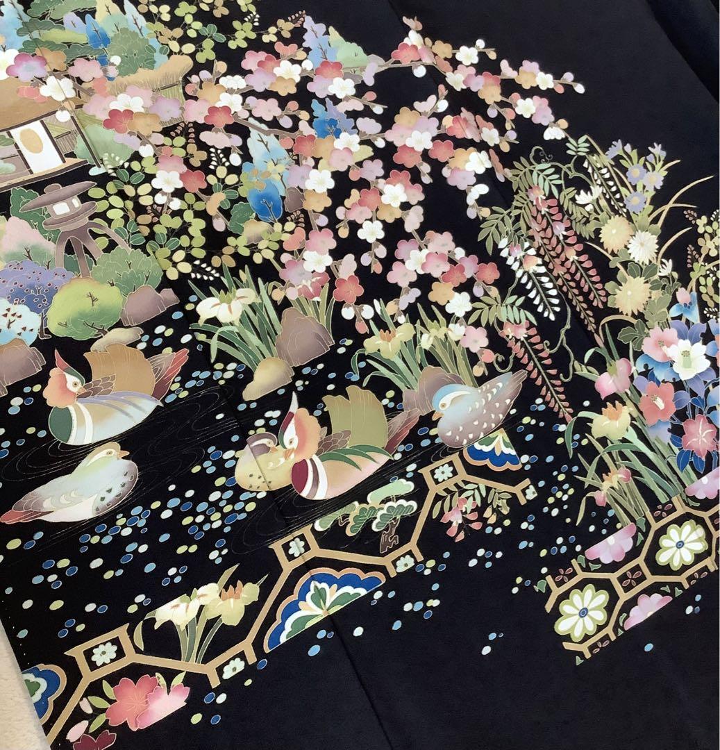 正絹黒留袖 作家物 風景草花文 金彩 ④( 訪問着、紬、袋帯なども