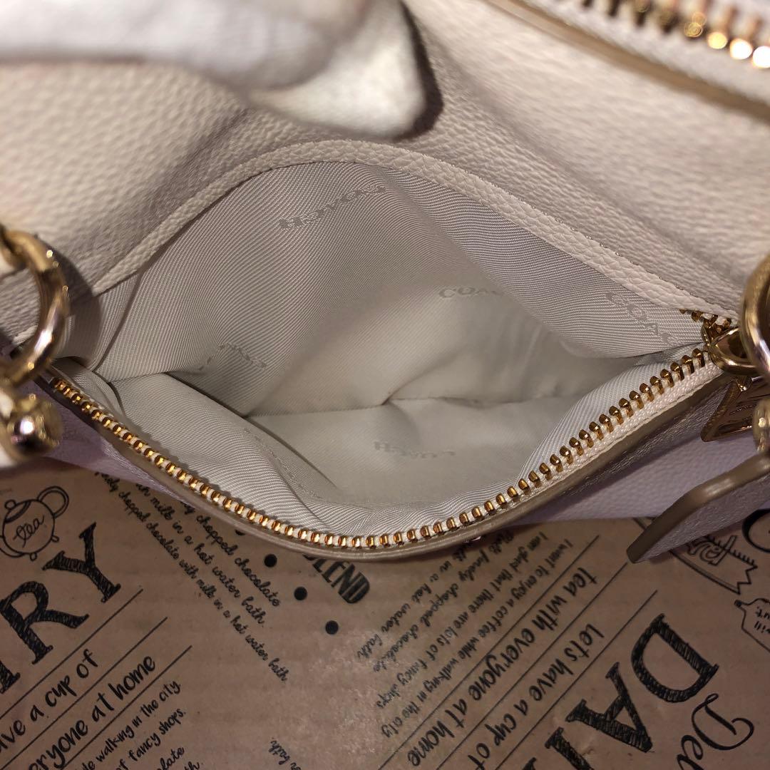 コーチ ハンド ショルダーバッグ 2WAY 革 白 フォーマル 旅行 FT351