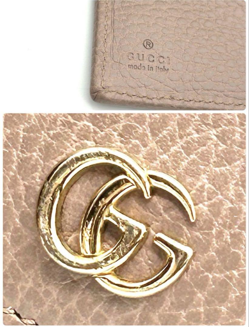 GUCCI グッチ GGマーモント 三つ折り コンパクト財布 ダスティ