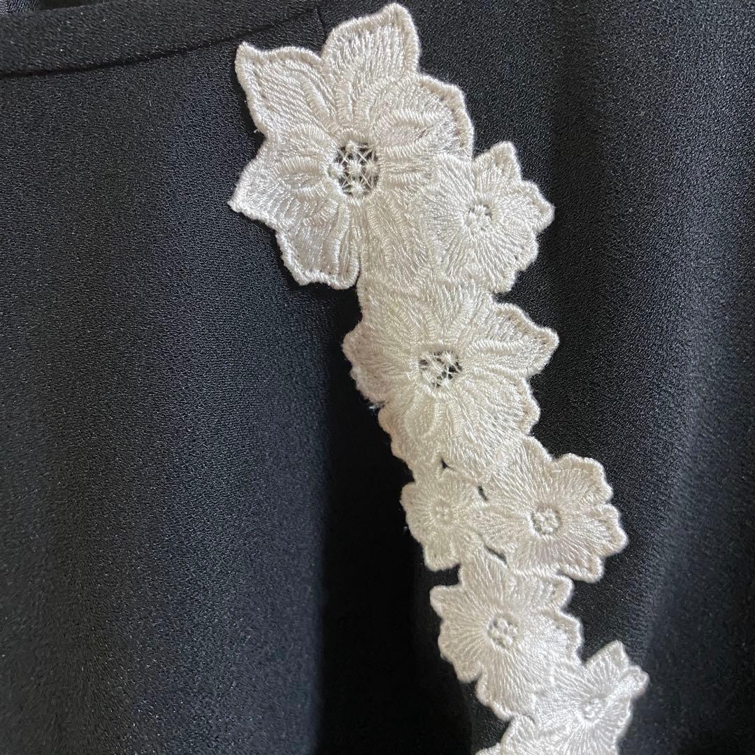 kate spade 半袖ワンピース　花柄刺繍　レース　上品　レディース　黒　2