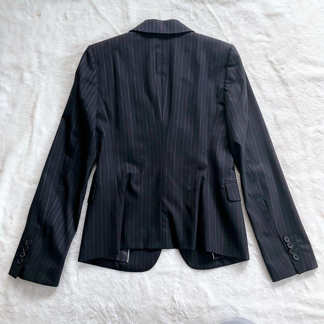 【美品】INDIVI V.A.I. 高級 シルク混 スーツ セット ストライプ
