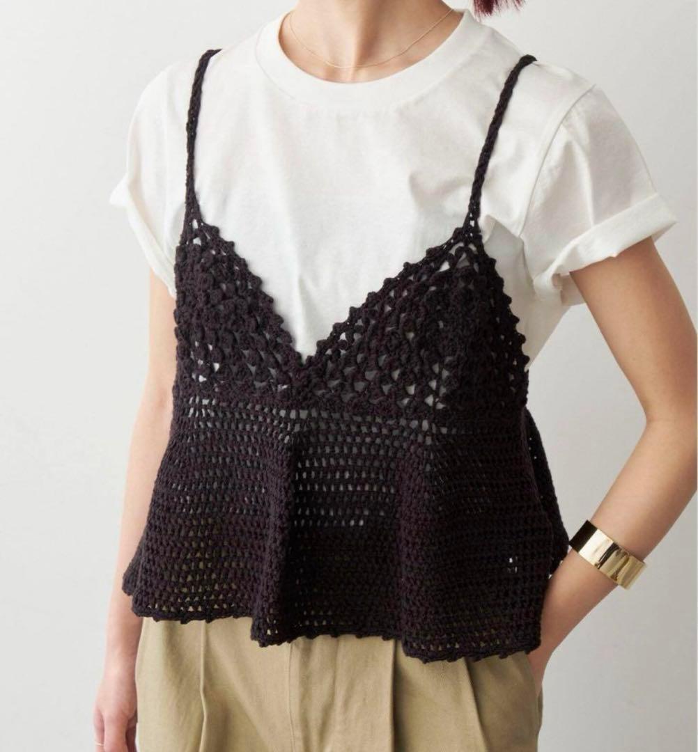 【新品未使用】Spick and Span クロシェニットキャミソール 黒