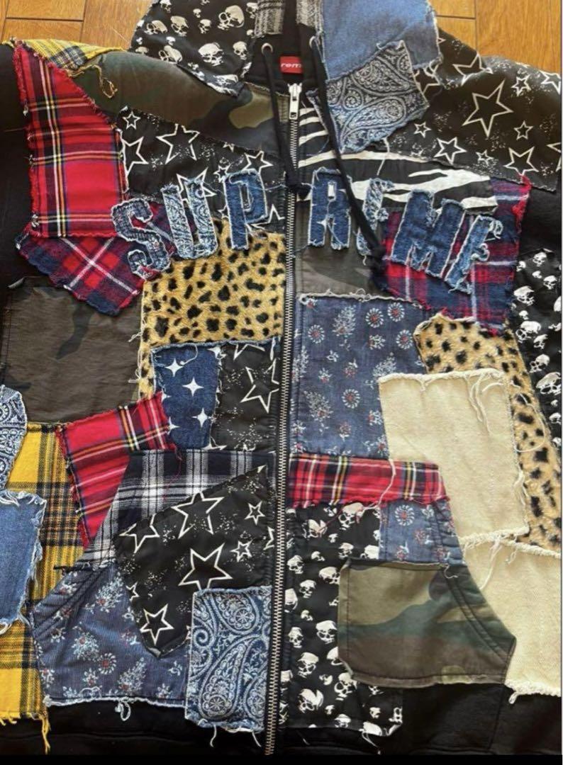 トップス Patchwork Zip Up Hooded Sweatshirt S
