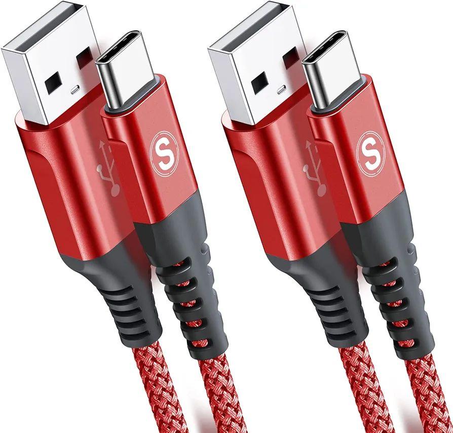 USB Type C ケーブル 3M 2本 ケーブル タイプC 充電ケーブル 赤