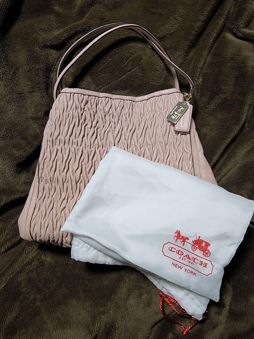 COACH トートバッグ マディソンギャザード レザー ピンク