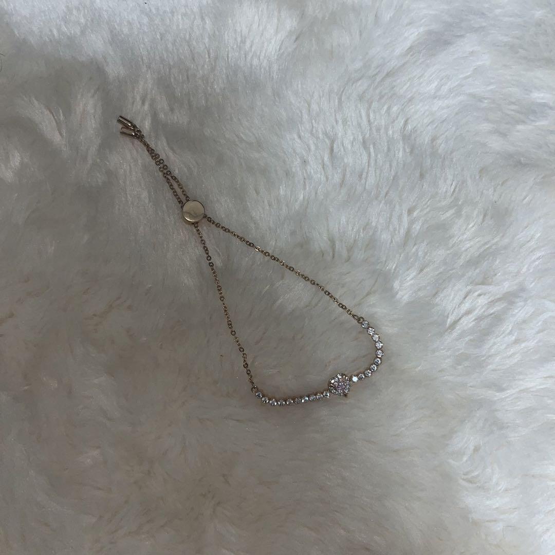 SWAROVSKI ローズゴールド ハート型 ストーン ブレスレット