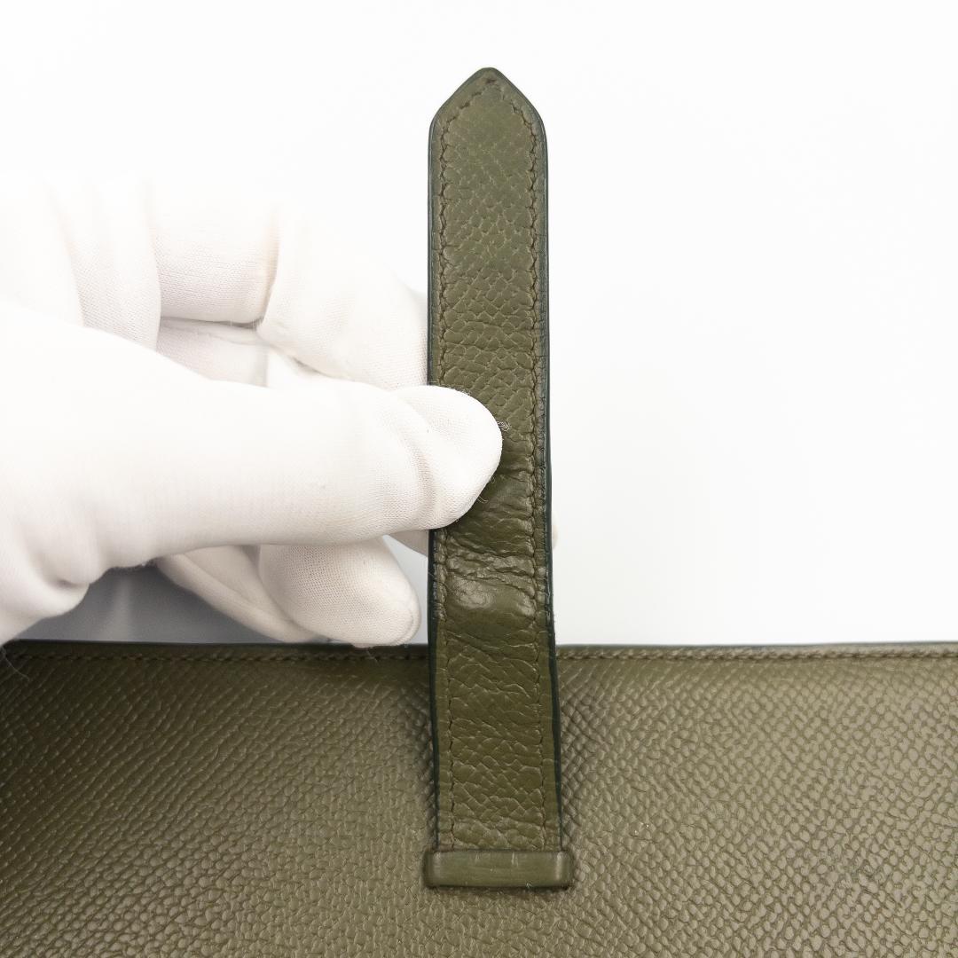 HERMÈSエルメスベアンスフレロングウォレット二つ折り長財布 グリーン