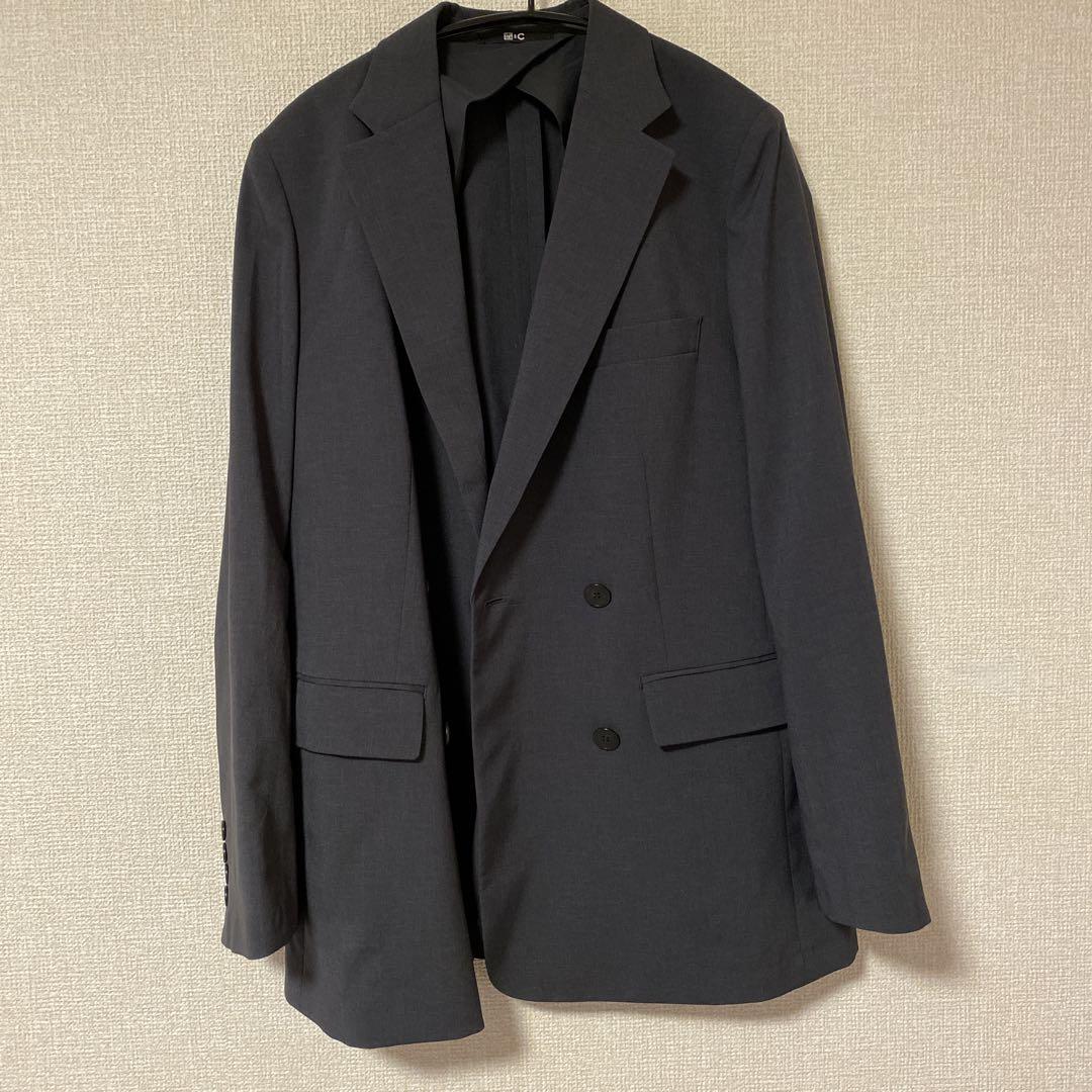 UNIQLO C 感動ダブルジャケット ダークグレー M ユニクロC 感動ダブルジャケットリラックスフィット ダークグレー M