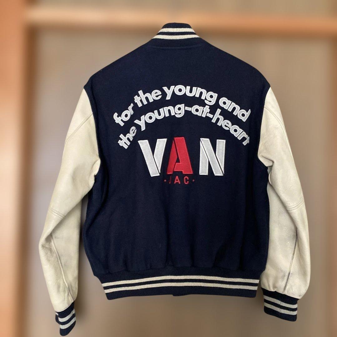 VAN JAC スタジアムジャンパー Lサイズ ネイビー 袖皮L・VAN Jacket