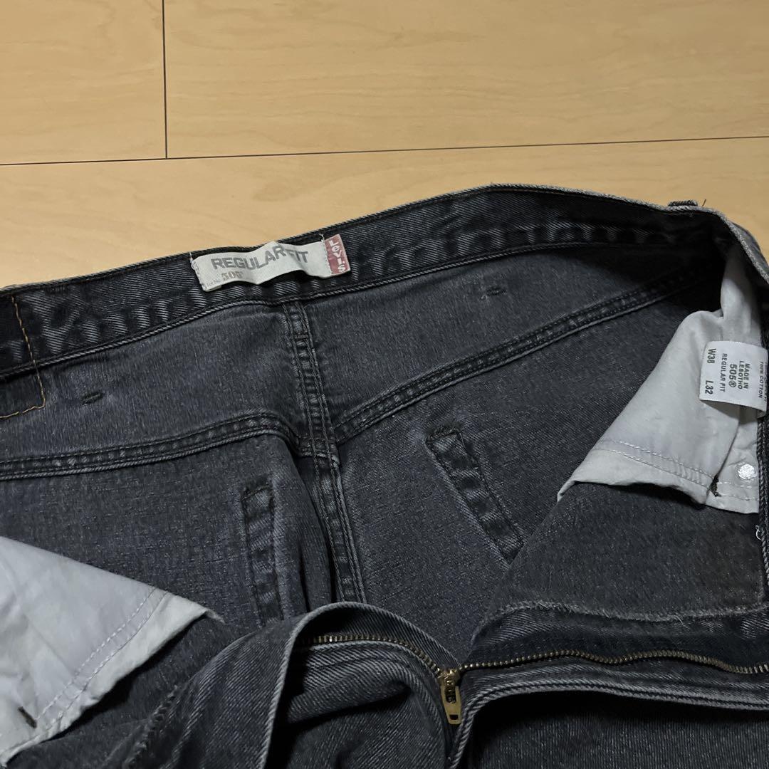 Levi‘s 505 先染めブラックデニム 38X32 極太 人気サイズ