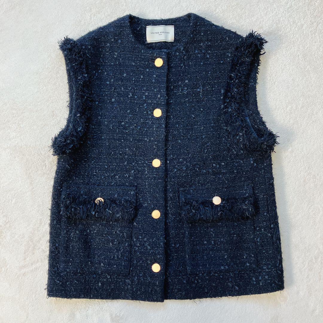 UNITED ARROWS ファンシーツイード ノーカラー ベスト UNITED ARROWS（ユナイテッドアローズ）の「ファンシーツイード