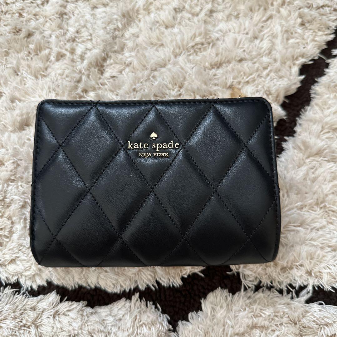 kate spade 二つ折り財布 ブラック - メルカリ