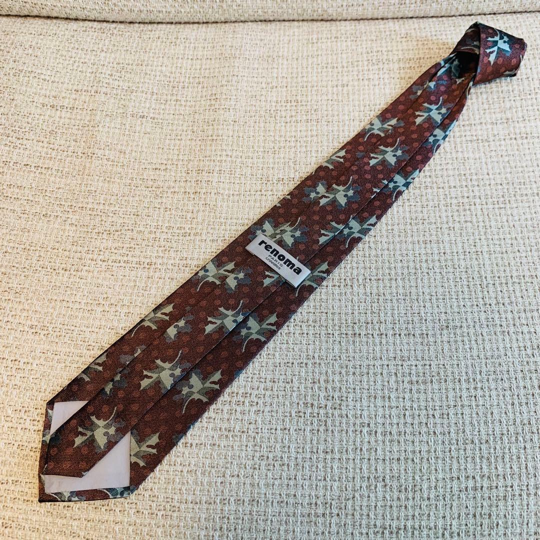 RENOMA レノマ ネクタイ シルク 総柄パターン柄　植物柄　ドット　水玉 小物