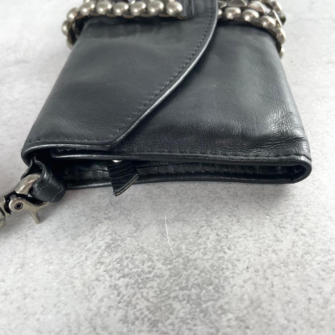 極美品✨ HTC トラッカーウォレット ラインストーン カジュアル ブラック 革