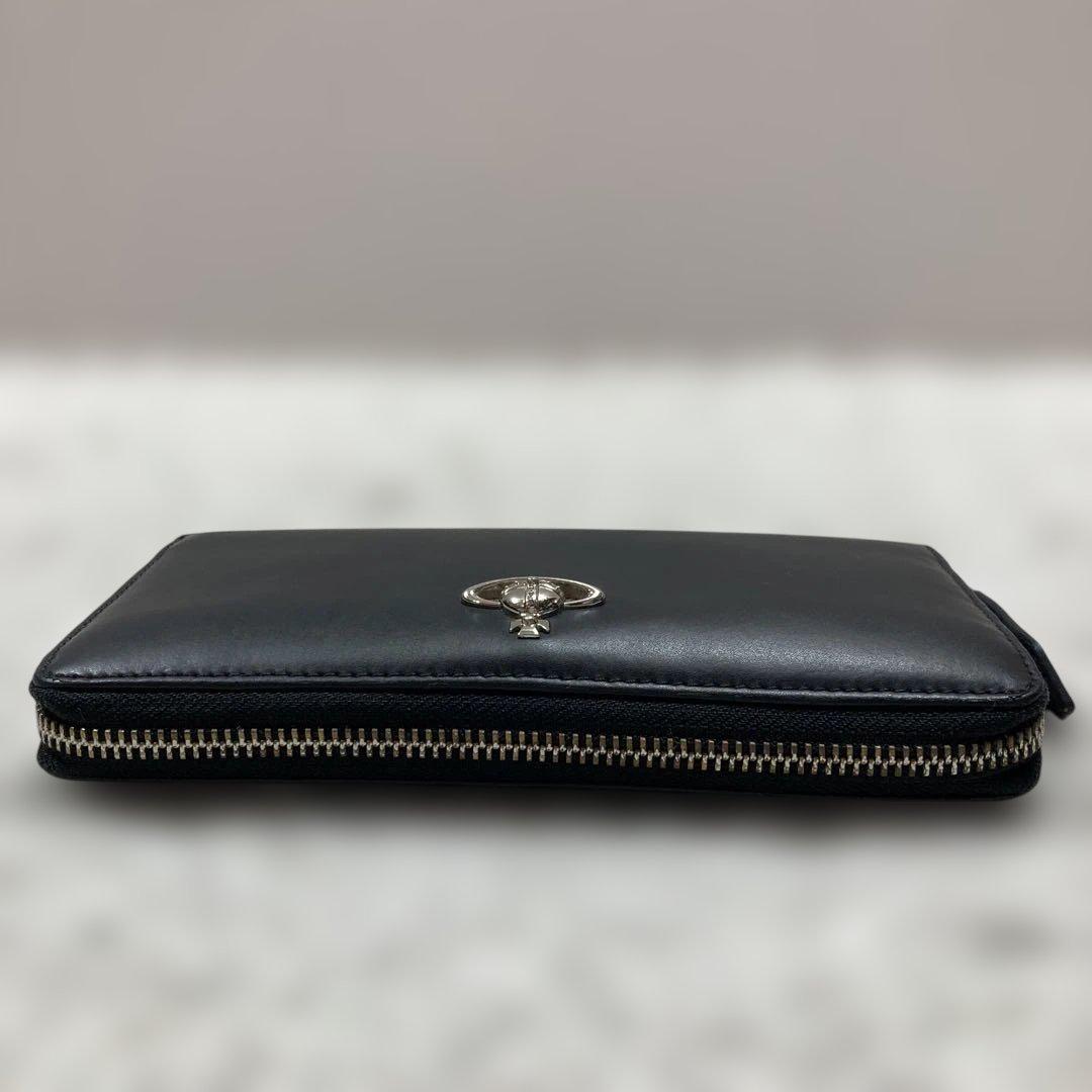 極美品 ヴィヴィアンウエストウッド 長財布 ラウンドファスナー シルバーオーブ