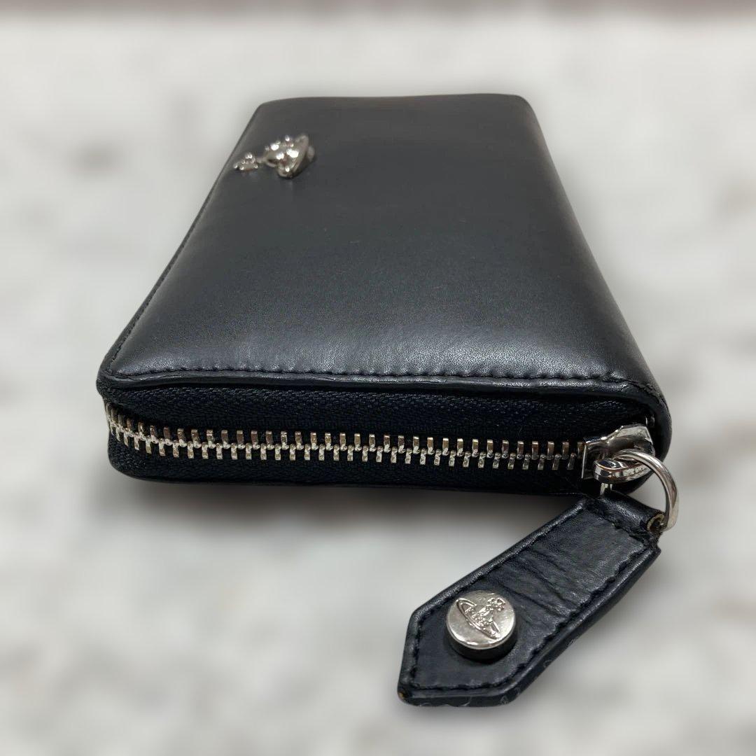 極美品 ヴィヴィアンウエストウッド 長財布 ラウンドファスナー シルバーオーブ