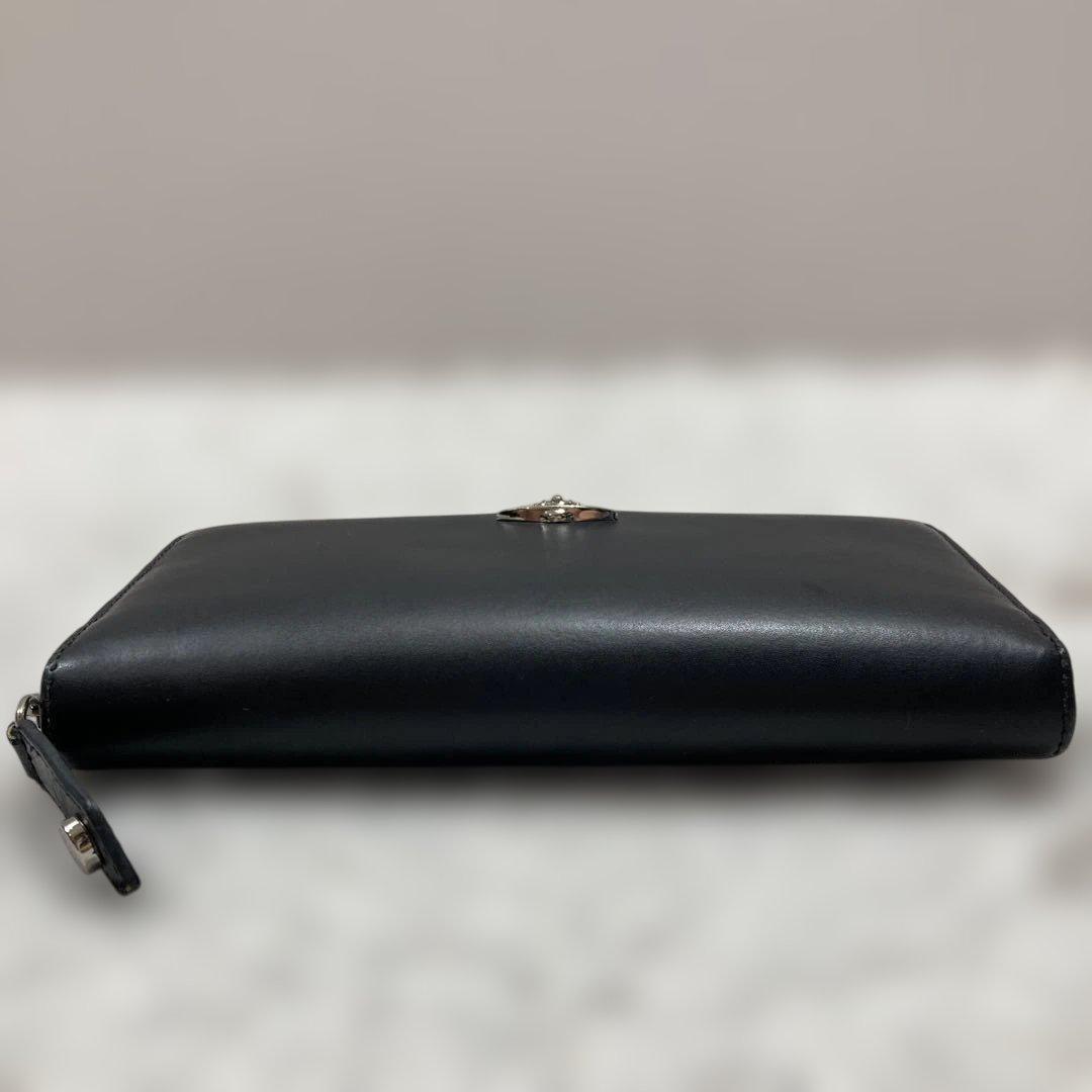 極美品 ヴィヴィアンウエストウッド 長財布 ラウンドファスナー シルバーオーブ