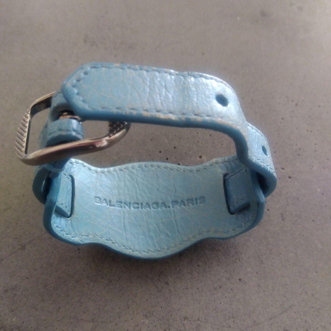 BALENCIAGA 水色 レザーブレスレット BALENCIAGA 水色 レザーブレスレット アクセサリー