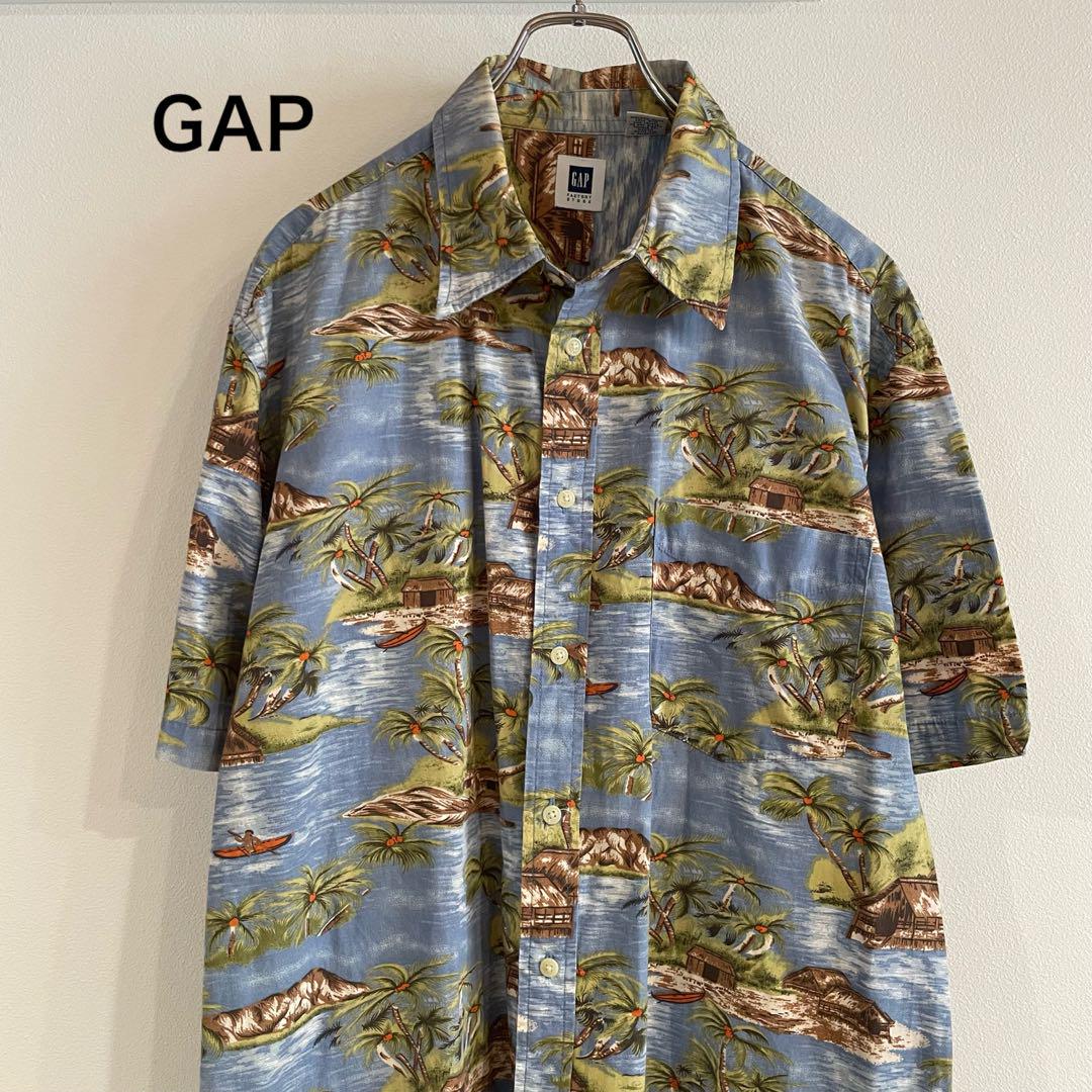 【レア】ギャップ アロハシャツ コットン オールド 00s バンガロー 古着