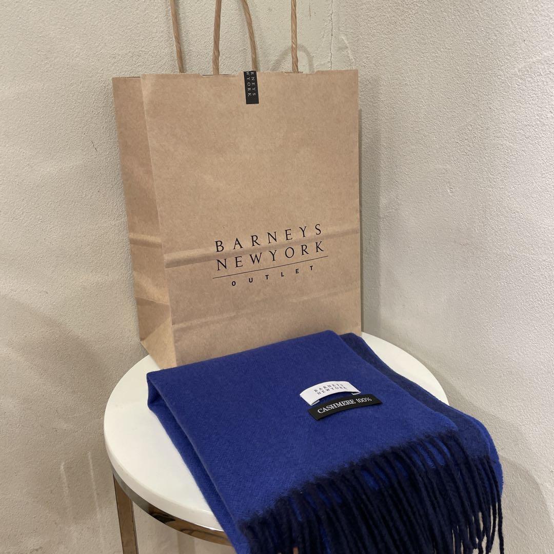 BARNEYS NEWYORK カシミヤ100%マフラー ネイビー